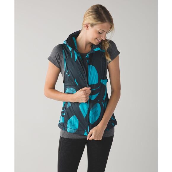 Lululemon Pack It Back Spin Stroke Peacock Blue Black Vest, Size 4 - Picture 1 of 14